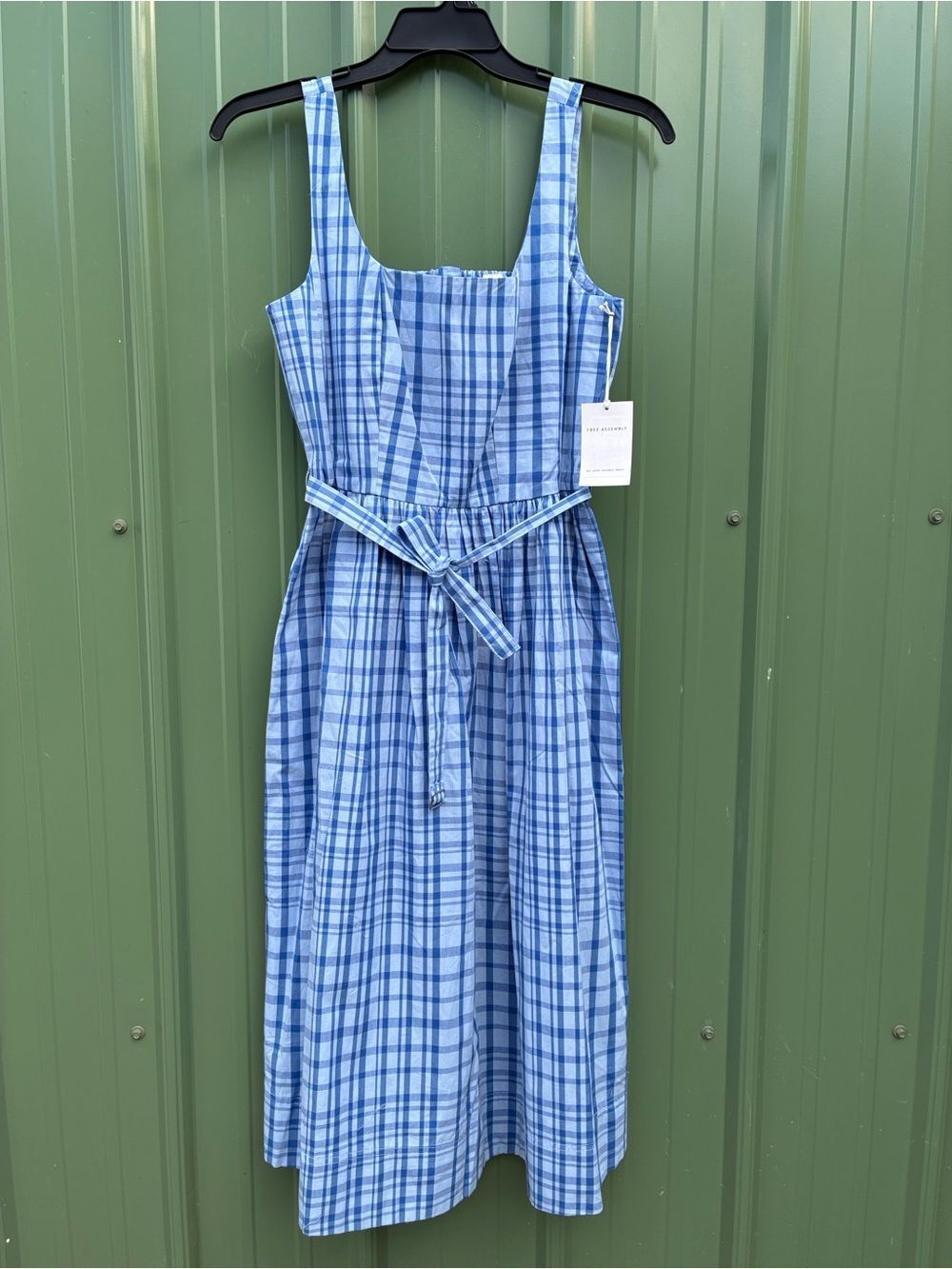 Women's Sleeveless Belted Cotton Midi Dress Size M